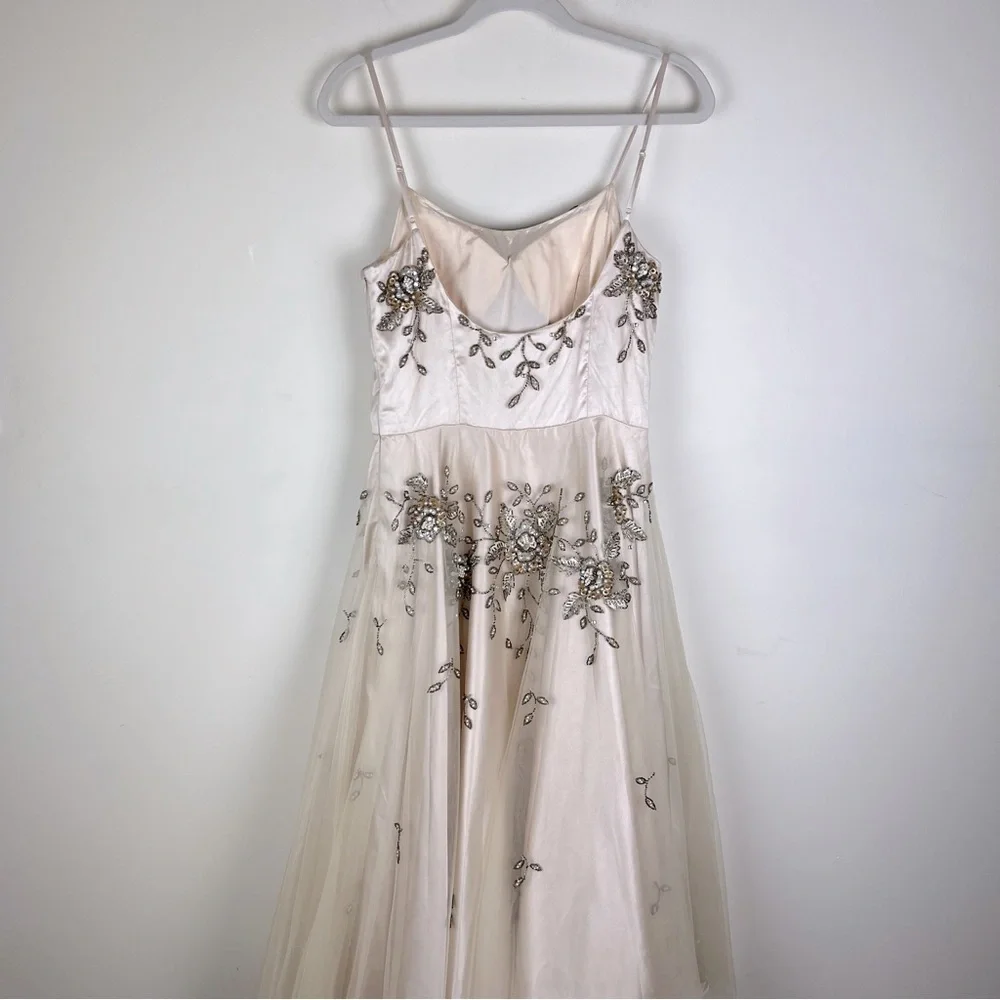 Sue Wong Nocturne Old Hollywood Coquette Fit & Flare Tulle Beaded Midi Dress 8 - Picture 13 of 14